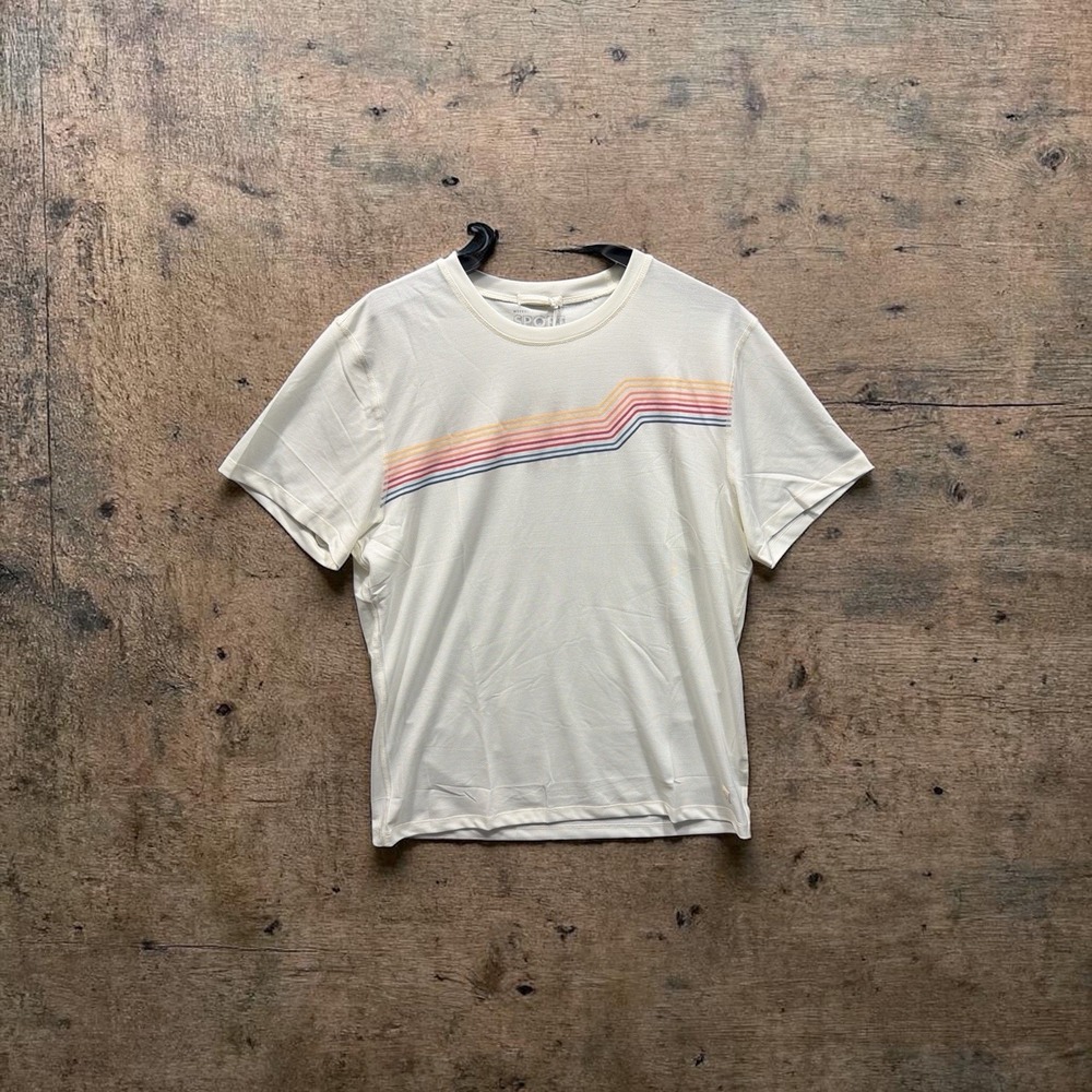 Marine Layer Men's  Air Crew Graphic Tee White Sunset Stripe Large